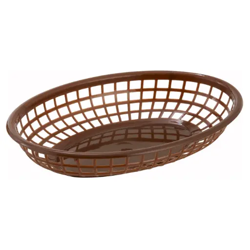 [PFB-10B]  Oval Fast Food Basket, 9-1/2" x 5" x 2" - Brown