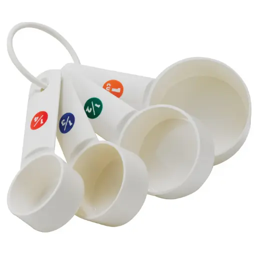 [MCPP-4] Measuring Cup Set, 4pcs, White Plastic