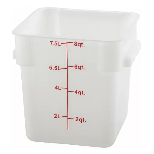 [PESC-8] Square Storage Container, White Polypropylene - 8 Quart