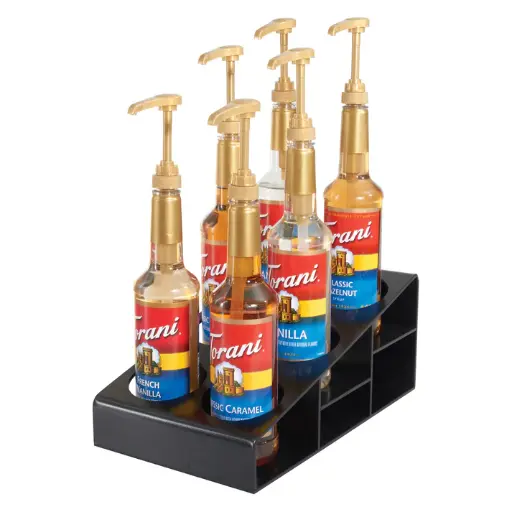 [SBO-6C] Syrup/Condiment Bottle Organizer, 6-Compartments, Black