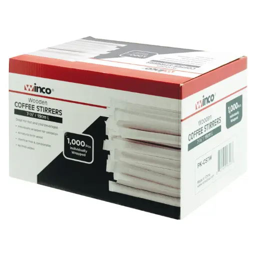 [PK-CS7W] Wooden Coffee Stirrers, 7-1/2"L, 1,000 Pieces Individually Wrapped