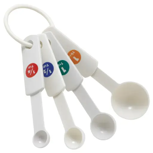 [MSPP-4] Measuring Spoon Set, 4-piece, White, Plastic