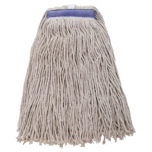 [MOP-24W] Economy Cotton-Poly Blend Cut-End Wet Mop Head - White - 24oz/600g