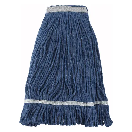 [MOP-24] Premium Cotton-Poly Blend Looped End Wet Mop Head - Blue - 24oz/600g