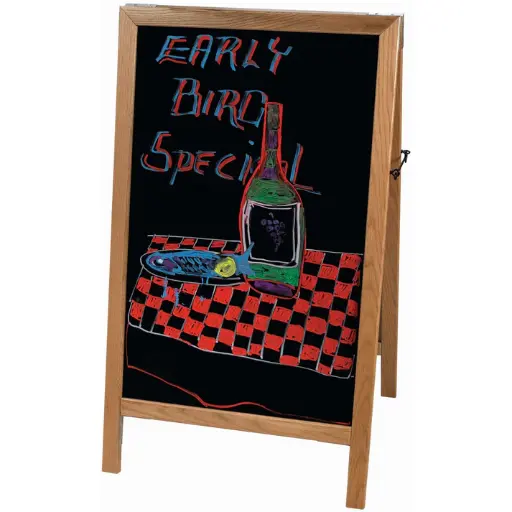 [MBAF-5] Dual-Sided Sidewalk A-Frame Marker Board - Oak, 26-1/4" x 45"