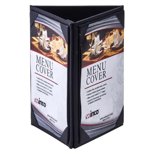 [LMTT-57BK] Triple-View Menu Tent For 5" x 7" Inserts, Black
