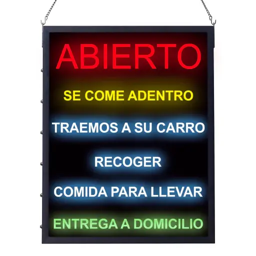[LED-21] All-in-One "OPEN" LED Sign, Spanish