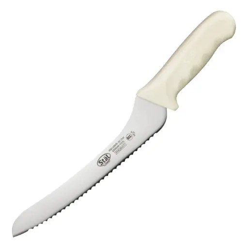  9" Bread Knife, White PP Hdl, Offset