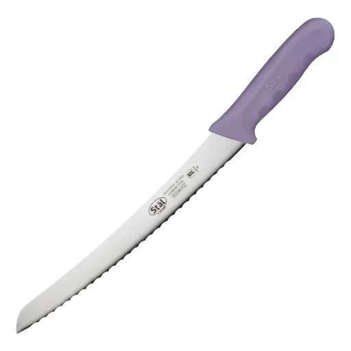 [KWP-91P] Stäl 9-1/2" Bread Knife, Curved - Allergen-Free Purple