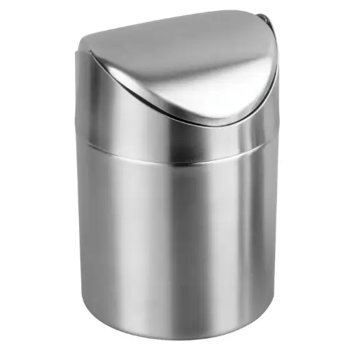 [DDSF-101S] Mini Swing-Lid Waste Can, 4-3/4"Dia x 6"H, Stainless Steel