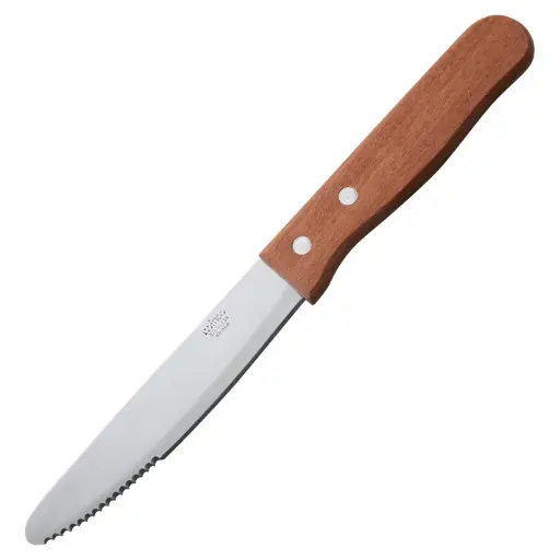 [KB-15W] Jumbo Steak Knives, 5" Blade, Wooden Handle, Round Tip