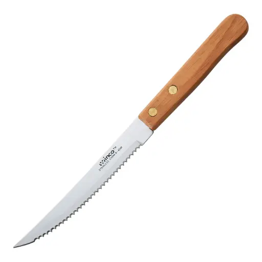 [K-45W]  Steak Knives, 4-1/2" Blade, Wooden Handle, Pointed Tip