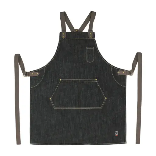 [BADN-3126] Heavyweight Denim Bib Apron, Cross-Back