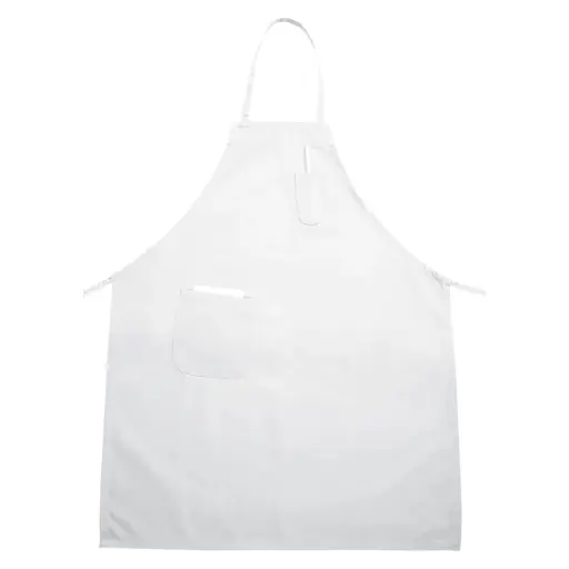 [BA-PWH] Full-Length Bib Apron with Pockets - White