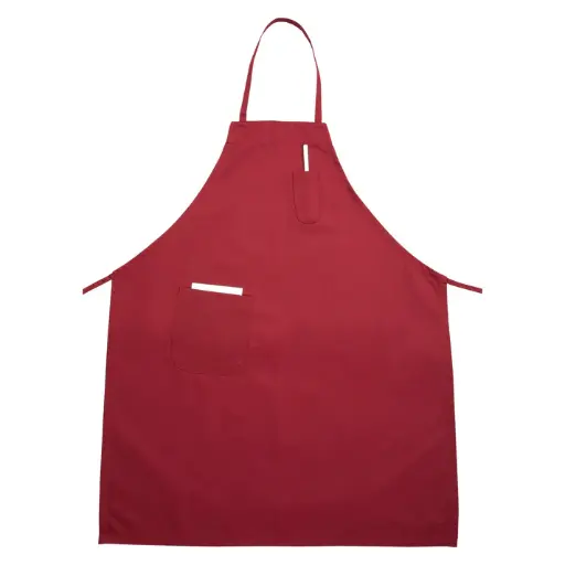 [BA-PRD] Full-Length Bib Apron with Pockets - Red