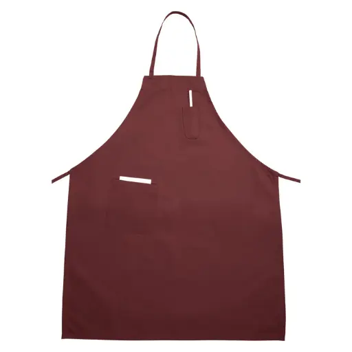 [BA-PBG] Full-Length Bib Apron with Pockets - Burgundy
