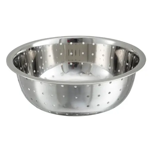 [CCOD-13L] 13" Diameter Stainless Steel Chinese-Style Colander with 5 mm Drain Holes