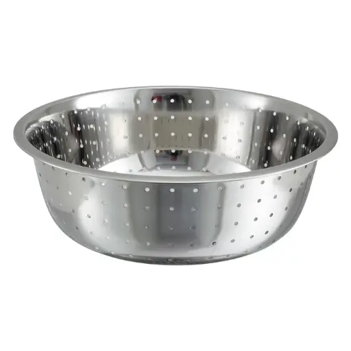 [CCOD-15L] 15" Diameter Stainless Steel Chinese-Style Colander with 5 mm Drain Holes
