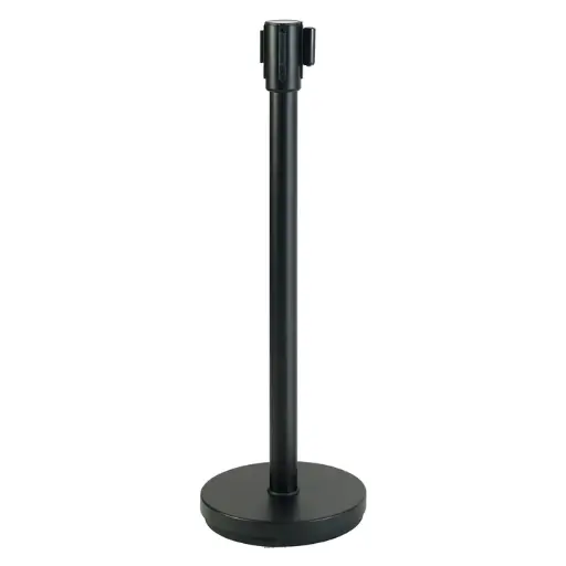 [CGS-38K]  Stanchion Post with Retractable Belt - Black