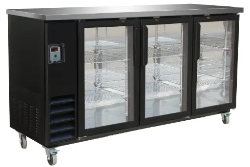 [BB4-24G-HC] 73" 3 Section Back Bar Cooler with Glass Doors 