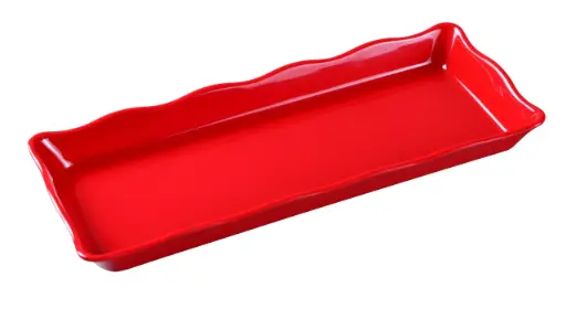 [DC-6014R] Yanco Scallop Edged Display Tray Red 