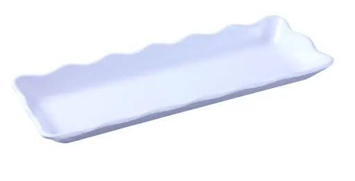 [DC-6013W] Yanco Serving Tray Rect Melamine Scalloped 