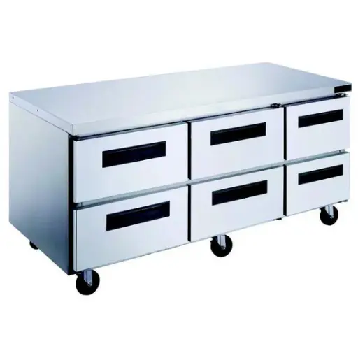 6-Drawer Undercounter Commercial Refrigerator in Stainless Steel