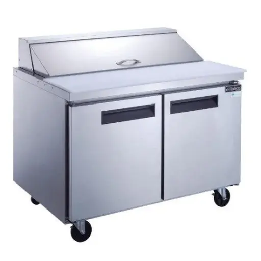 [DSP60-16-S2] 2-Door Commercial Food Prep Table Refrigerator in Stainless Steel