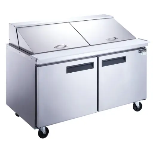 [DSP60-24M-S2] 2-Door Commercial Food Prep Table Refrigerator in Stainless Steel with Mega Top
