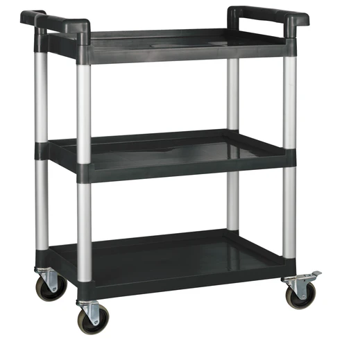 [UC-2415K] - 3-Tier Utility Carts with Brakes - Black, 32L x 16-1/8W x 36-3/4H