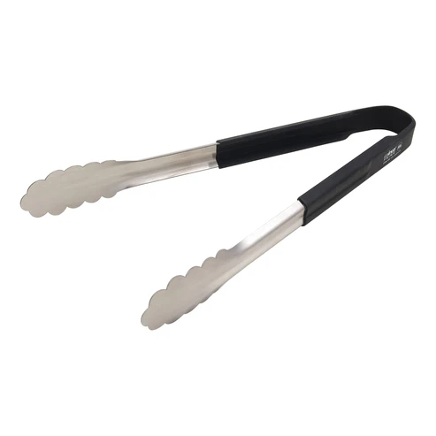 [UTSH-12K] Winco Prime 12" Stainless Steel Utility Tongs with Black Silicone Handle