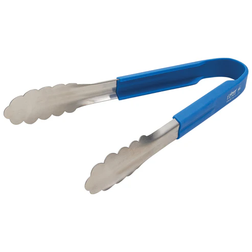 [UTSH-9B] Winco Prime 9" Stainless Steel Utility Tongs with Blue Silicone Handle