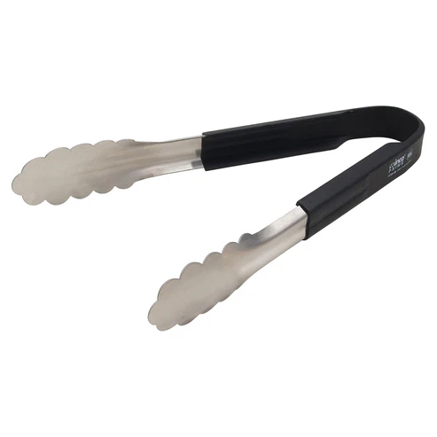 [UTSH-9K] Winco Prime 9" Stainless Steel Utility Tongs with Black Silicone Handle