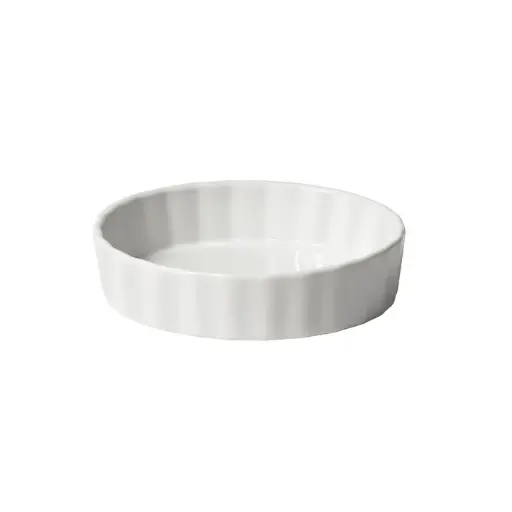 [QBD-55-SV1] Fluted Quiche Baking Dish, 18 oz., White Porcelain, 24 Pieces/Case / 5-1/2 Oz