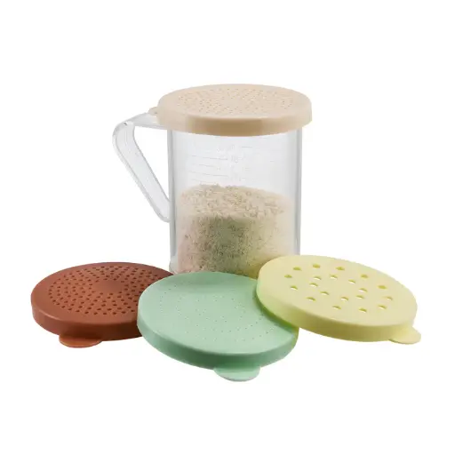 [PDG-10G] 10 oz Dredge Set with 4 Colored Snap-On Lids / Green