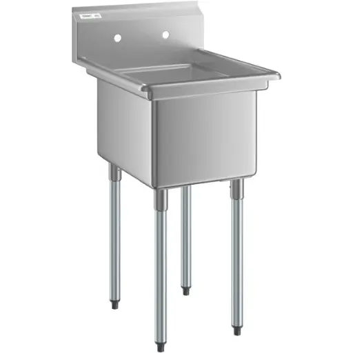 [1CS-181812] 18GA.304S/S Sink, Galvanized Leg and Socket, Plastic Bullet Feet    / 18" x 18" x 12" / 1