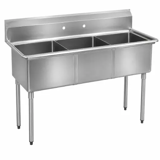[3CS-181812-SV1] 18GA.304S/S Sink, Galvanized Leg and Socket, Plastic Bullet Feet    / 18" x 18" x 12" / 3