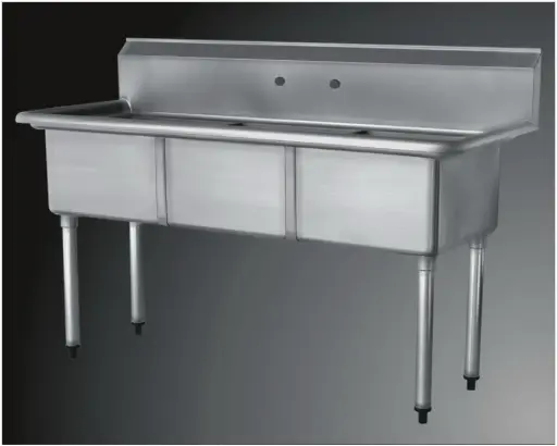 18GA.304S/S Sink, Galvanized Leg and Socket, Plastic Bullet Feet    / 10" x 14" x 10" / 2