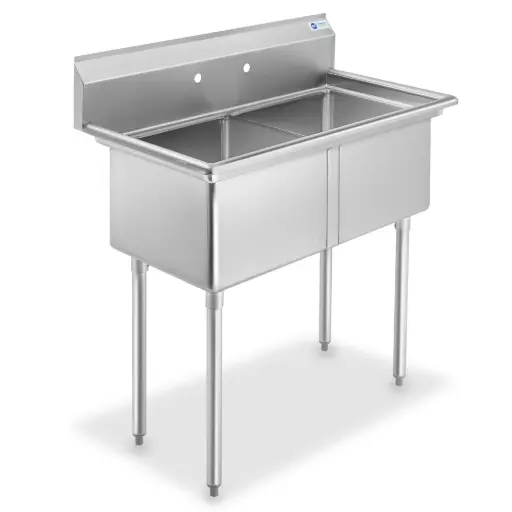 18GA.304S/S Sink, Galvanized Leg and Socket, Plastic Bullet Feet    / 15" x 15" x 12" / 2