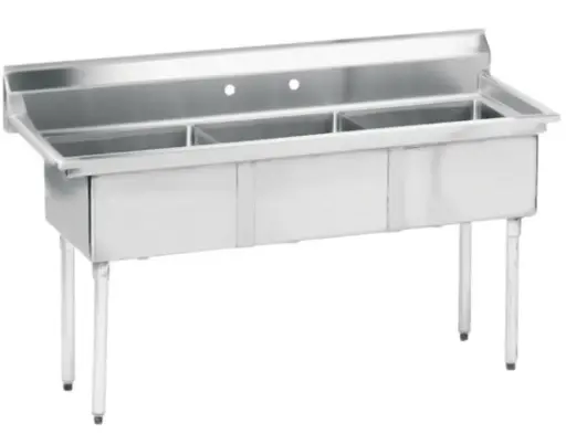 [LJ1515-3-SV1] L&J LJ1515-3 50" 3 Compartment Sink/ No Drainboard