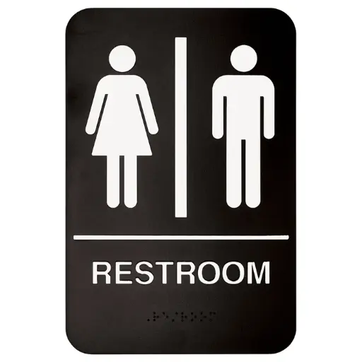 [SGNB-603-SV1] Information Signs with Braille 6" x 9" / Restrooms