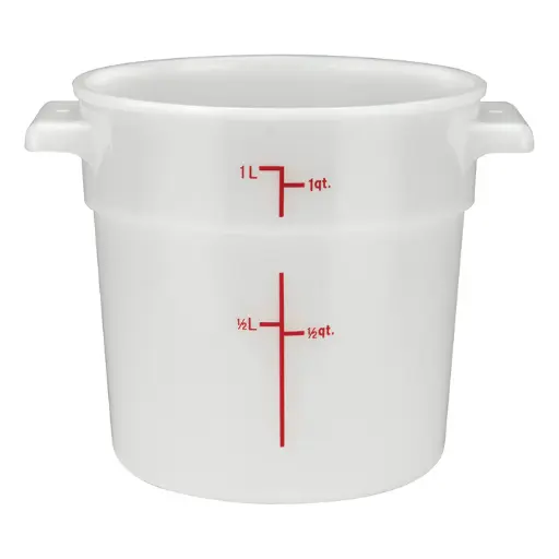 [PPRC-1W-SV1] Round Storage Container, White, Polypropylene / 1 qt