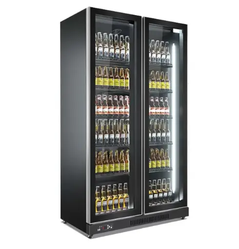 [ALG1250-2M-SV1] Twin Power Frameless Glass Door Merchandiser / 2 Doors