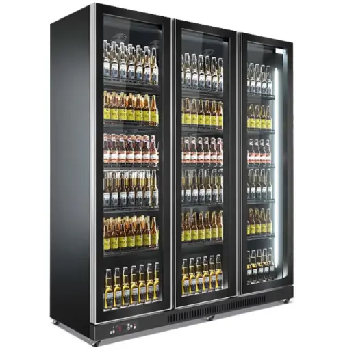 [ALG1880-3M-SV1] Twin Power Frameless Glass Door Merchandiser / 3 Doors