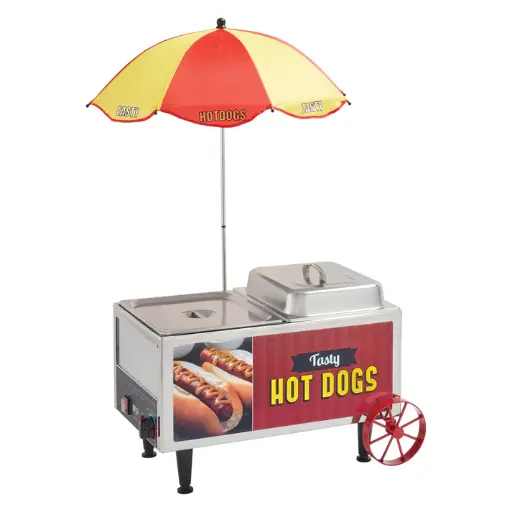 [60072] BenchmarkUSA Hot Dog Steamer Mini Cart with Umbrella