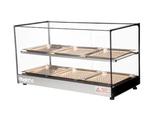 [FWDS2-33-6P] Skyfood FWDS2-33-6P 33" Full Service Countertop Heated Display Case - (2) Shelves, 120v 